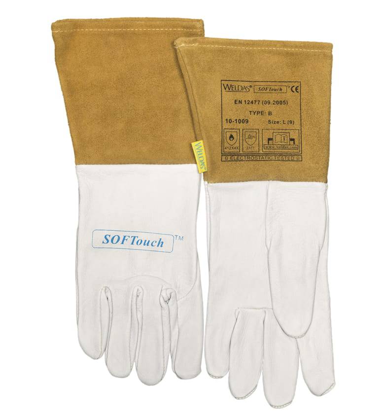 Weldas SOFTouch ™ Gants de soudage TIG cuir de chèvre / croûte de bovin sur manchette - Le Comptoir du Soudeur